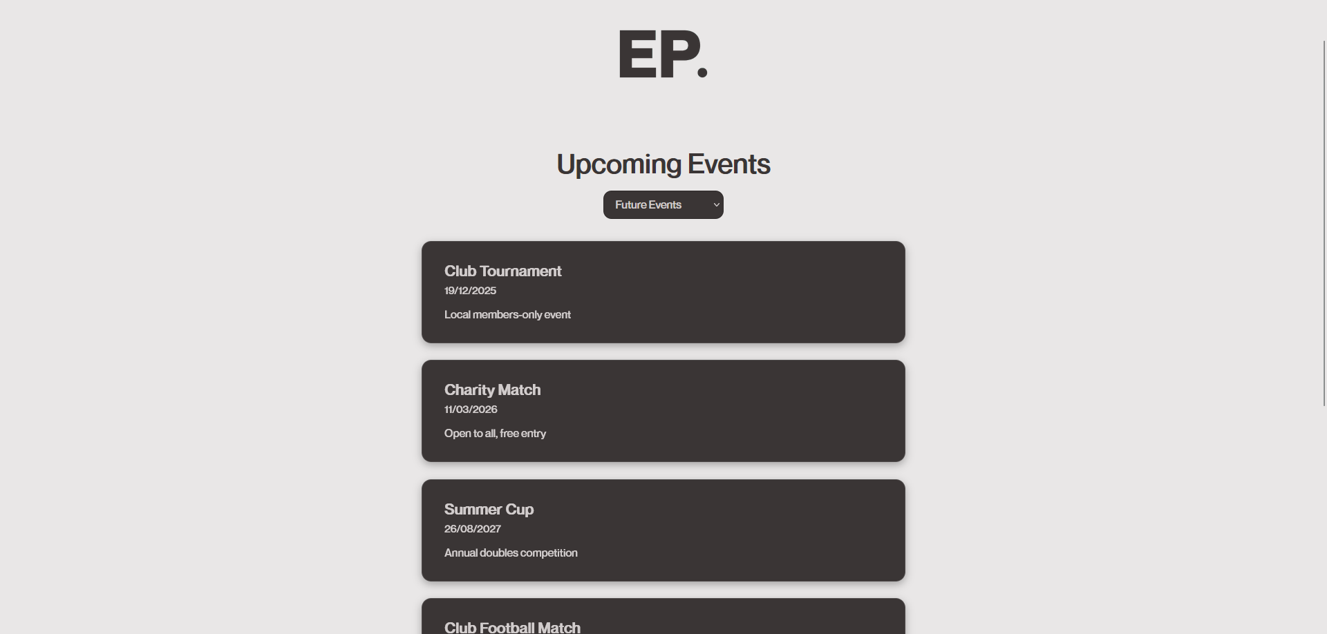 Events Page